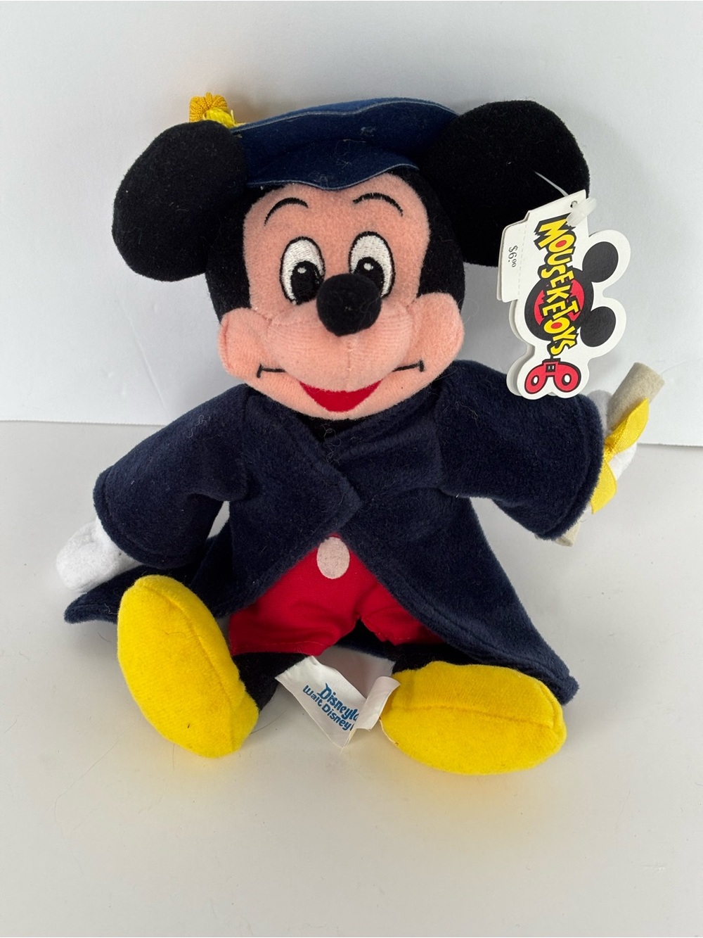 VTG Disney Store Grad Nite Graduation Mickey Mouse Bean Bag Plush NWT